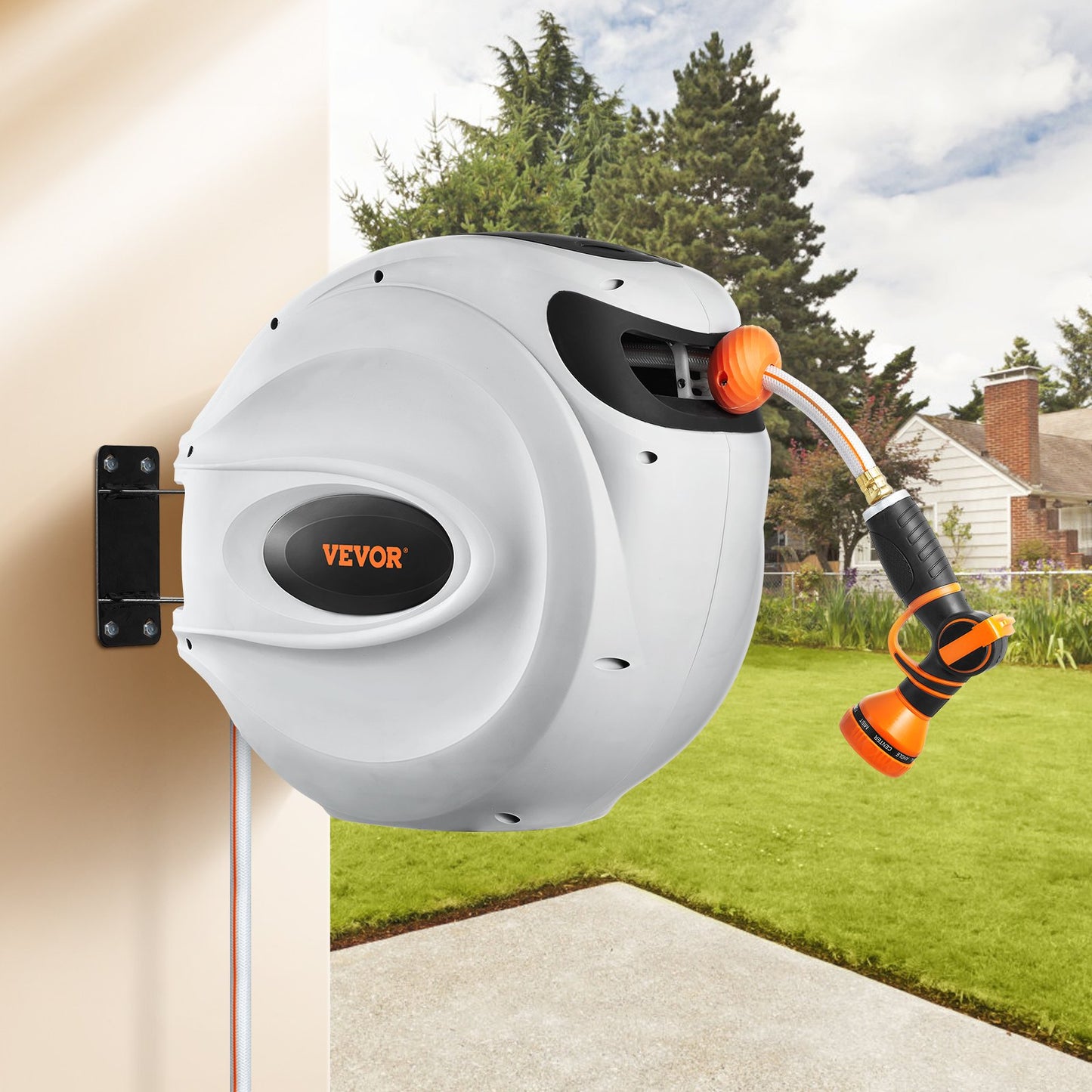 🎁Retractable Hose Reel Water Hose Reel 130'x5/8" 180° Swivel Wall-Mounted (Buy 2 Free shipping)